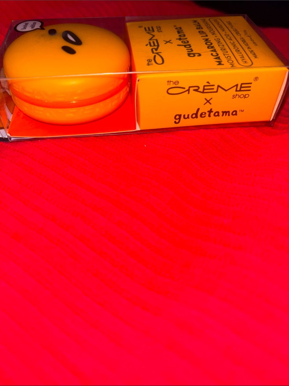 The Crème Shop x Gudetama Macaron Lip Balm - Yellow Moisturizing Gloss NIB - Picture 4 of 6